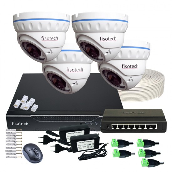 4 Kamerás IP rendszer 2Mp-es varifokális IP biztonsági kamerával