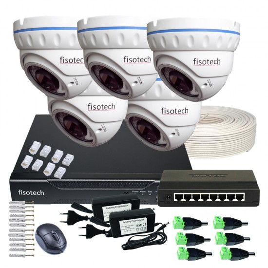 5 Kamerás IP rendszer 2Mp-es varifokális IP biztonsági kamerával